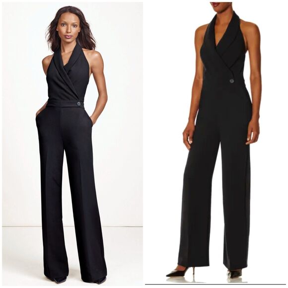 The Limited Scandal Collection Halter Jumpsuit Women 4 Black Wide Legs Altered - Picture 15 of 15